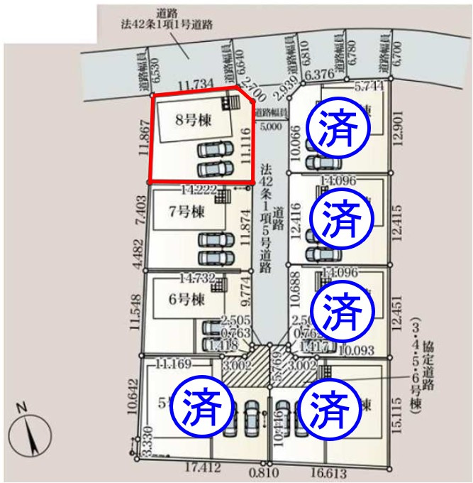 上里町黛第１（全8棟）8号棟の区画図