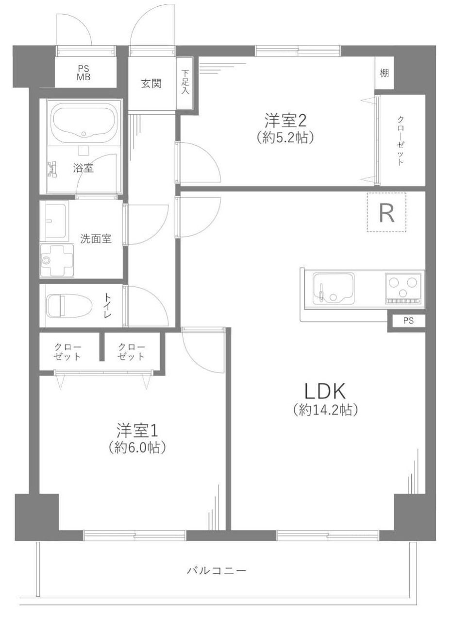 三鷹市下連雀４丁目の中古マンションの間取り