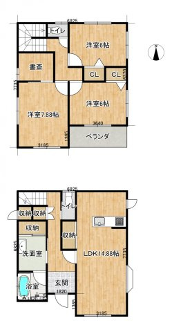 いわき市小名浜相子島　3SLDKの住宅です。の間取り|間取り図です。