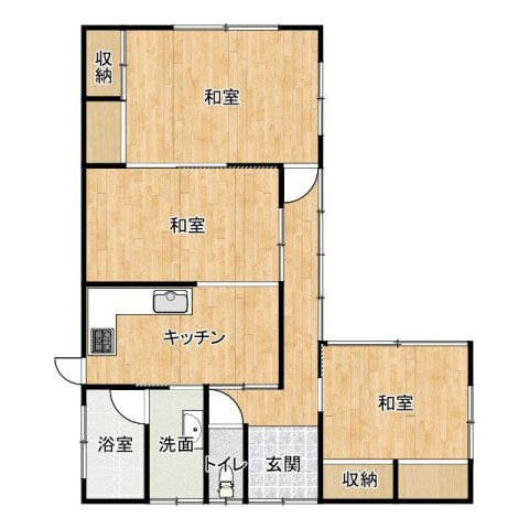想定年間賃料63.6万　想定利回り20.0％　木造の間取り