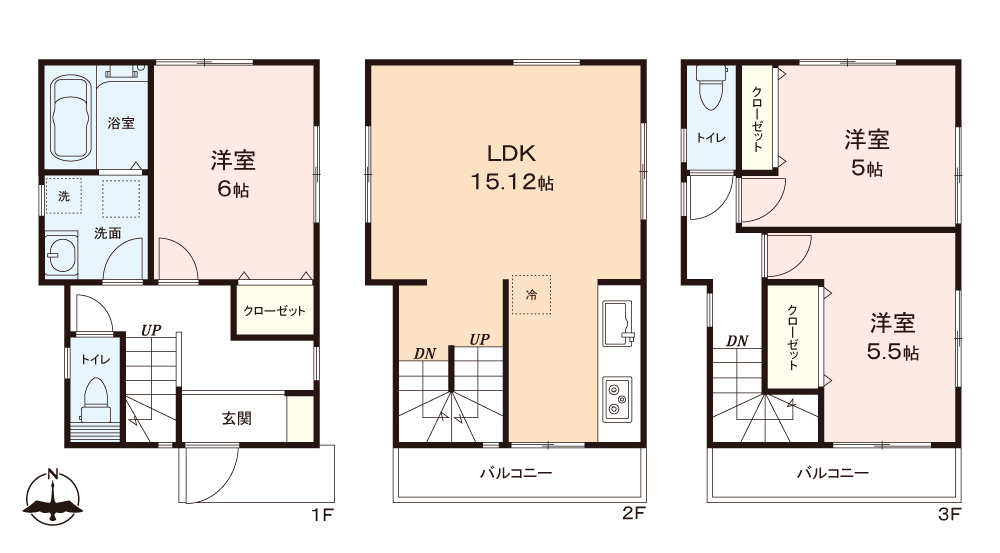 ふじみ野市市沢３丁目の新築一戸建の間取り|浴室暖房乾燥機や宅配ボックスなど充実の設備仕様。
お車は2台駐車可能です。
