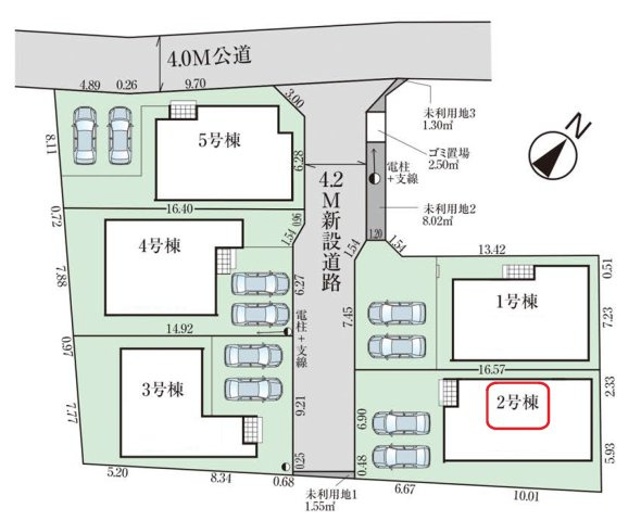 入間市下藤沢4丁目・全5棟　新築一戸建　2号棟の区画図|【全5棟・2号棟】カースペース並列2台。