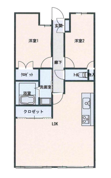 グランプレステージ明石魚住　3階の間取り|2LDKです。