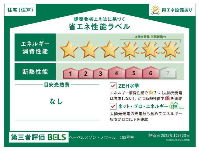 （仮称）久里浜４丁目メゾンの省エネ性能ラベル