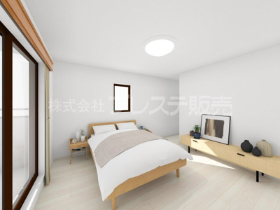 【洋室】 | 生駒市中菜畑２丁目の新築一戸建 全５区画 | １号地２階洋室（主寝室）完成イメージ／南向きですので、陽あたり良好です♪