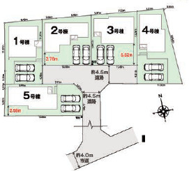 大磯町国府新宿第1期　新築戸建　全5棟1号棟の区画図