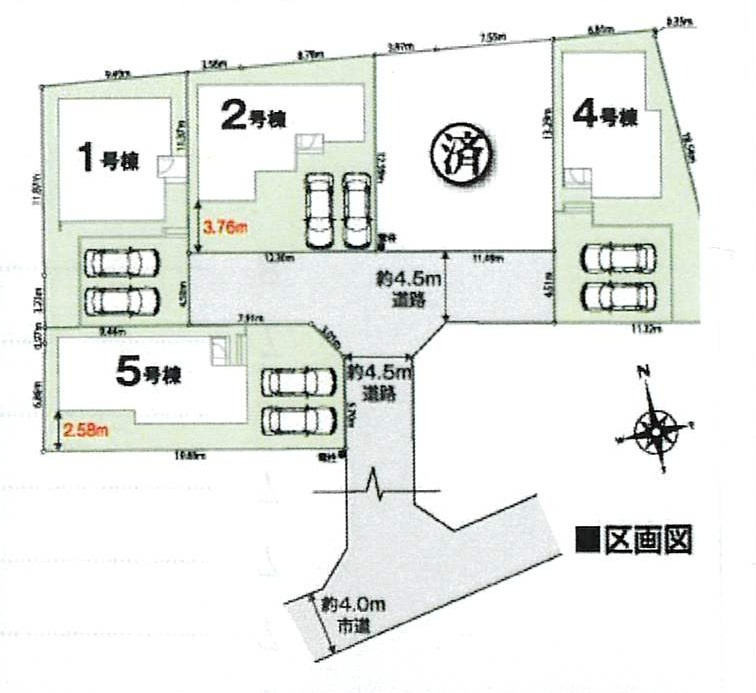 大磯町国府新宿第1期　新築戸建　全5棟1号棟の区画図
