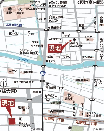 「角地で日当たり良し」高知市南金田第1　4号棟新築一戸建ての地図|■建物価格3,190万円■土地面積91.75平方メートル■建物面積78.56平方メートル■3LDK