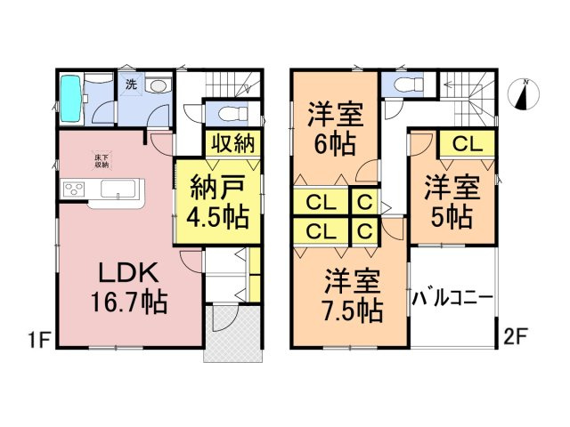 【商談中】クワイエ　各務原市鵜沼朝日町第6　全2区画分譲の間取り|■1号棟　■ヤマダ不動産　株式会社リライフ　
■夢のマイホーム購入をフルサポートします！