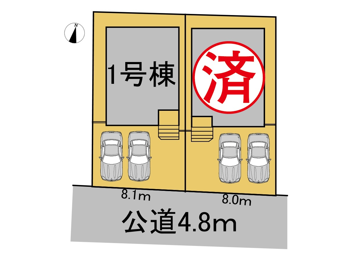 【商談中】クワイエ　各務原市鵜沼朝日町第6　全2区画分譲の区画図|■区画図
■YAMADA電機の　ヤマダ不動産　株式会社リライフ　
いつでもお問合わせ下さい。