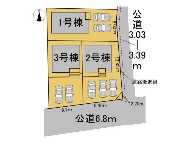 クワイエ　各務原市鵜沼西町第１　全３区画分譲の区画図|■区画図
■YAMADA電機の　ヤマダ不動産　株式会社リライフ　
いつでもお問合わせ下さい。