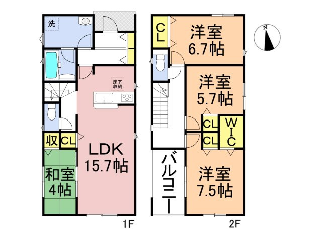 【商談中】クワイエ　羽島市小熊町内粟野第２　全２区画分譲の間取り|■１号棟　■ヤマダ不動産　株式会社リライフ　
■夢のマイホーム購入をフルサポートします！
