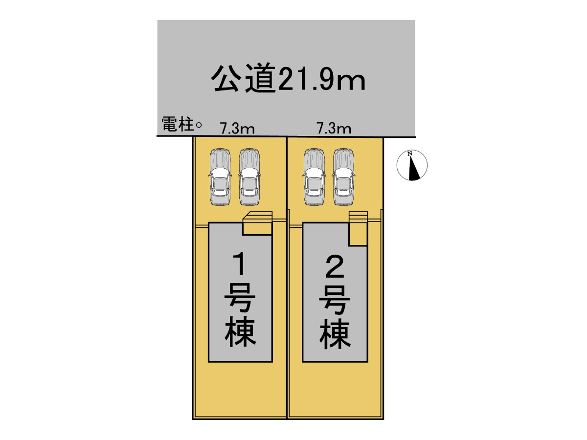 クワイエ　羽島市小熊町内粟野第２　全２区画分譲の区画図|■区画図
■YAMADA電機の　ヤマダ不動産　株式会社リライフ　
いつでもお問合わせ下さい。