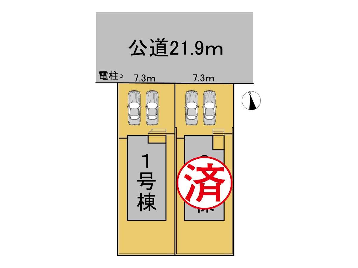 クワイエ　羽島市小熊町内粟野第２　全２区画分譲の区画図|■区画図
■YAMADA電機の　ヤマダ不動産　株式会社リライフ　
いつでもお問合わせ下さい。