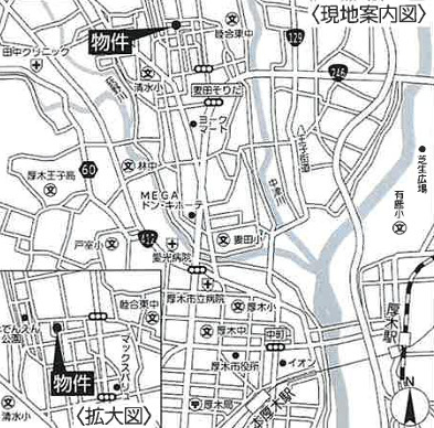 厚木市妻田北３丁目６期　新築戸建　全１棟の地図