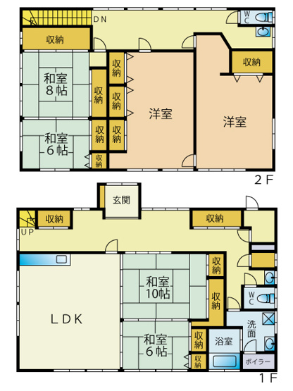 【間取り】 | 【中古戸建住宅】大仙市角間川町 平成3年新築 角間川小学校区の6LDK中古戸建住宅２台分車庫あり