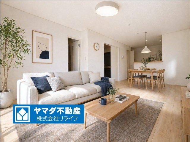 クワイエ　羽島市竹鼻町第５　全１区画分譲の居間・リビング|※家具はCGによるイメージ　フローリング材は木目調でナチュラルな美しさ。様々な傷やクラックの発生を大幅に抑える特殊加工済みです。