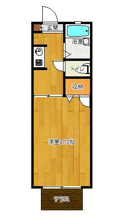 【間取り】 | 河野邸 | 1K　少し広めの8.13帖