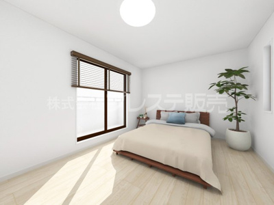 【洋室】 | 生駒市中菜畑２丁目の新築一戸建 全５区画 | ２号地２階洋室（主寝室）完成イメージ／南向きですので、陽あたり良好です♪