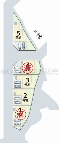 生駒市中菜畑２丁目の新築一戸建 全５区画の区画図|全体区画図