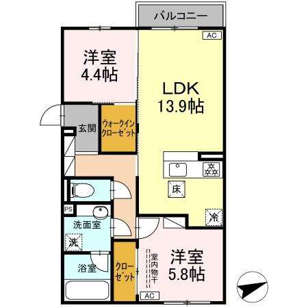 【間取り】 | ディーソルビア石塚町　A