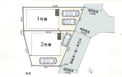 伊勢原市沼目第27　新築戸建　全2棟1号棟の区画図