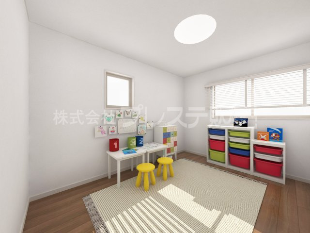 生駒市中菜畑２丁目の新築一戸建 全５区画の洋室|３号地２階洋室（子供部屋）完成イメージ／南向きですので、陽あたり良好です♪