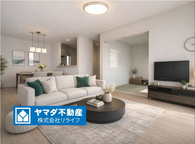 クワイエ　一宮市蓮池第1　全1区画分譲の居間・リビング|【家具等配置イメージ画像】
フローリング材は木目調でナチュラルな美しさ。様々な傷やクラックの発生を大幅に抑える特殊加工済みです。