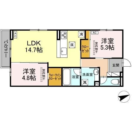 【間取り】 | ディーソルビア石塚町　A