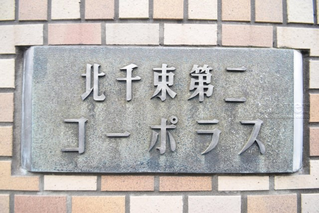 【現況写真】 | 北千束第二コーポラス | エントランスに掲げられた、マンション名を示す館銘板。さほど激しく主張はしませんが、しっかりと掲示されています。～即日のご見学可能～　お問合せはお気軽にどうぞ。
