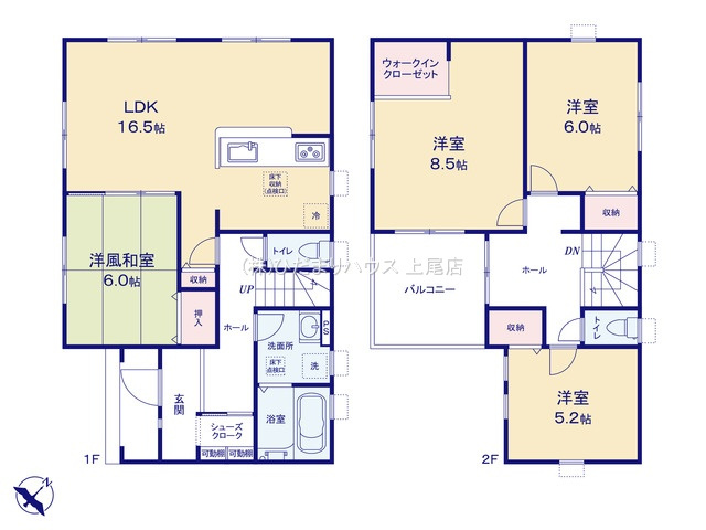 上尾市瓦葺第2　新築戸建　リーブル01の間取り|4LDK
