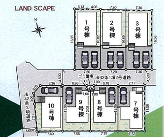 海老名市社家第16　全10棟の区画図