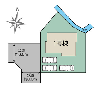 【区画図】 | 甲府市羽黒町 オール電化新築戸建 敷地68坪・小学校徒歩4分 | 区画図