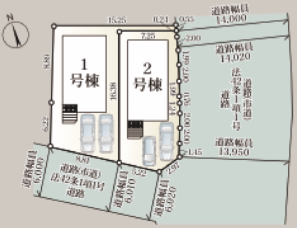 佐賀市大和町久池井28期　2号棟の区画図|2台　駐車可能