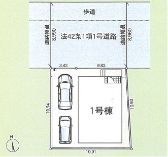 平塚市諏訪町第3　新築戸建　全1棟1号棟の区画図