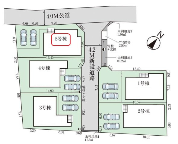 入間市下藤沢4丁目・全5棟　新築一戸建　5号棟の区画図|【全5棟・5号棟】カースペース並列2台。