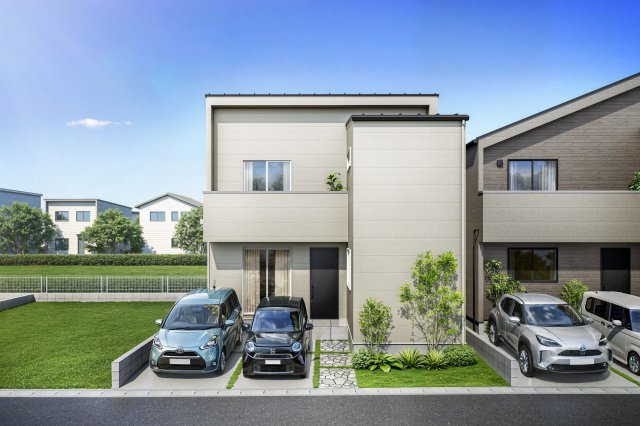 ＼新築モデルハウス／　好評販売中！　静岡市駿河区中原１期　全２邸の外観パース|完成後の佇まいをイメージした外観パースです