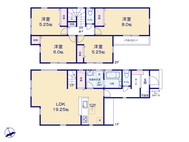 《仲介手数料無料》大宮区三橋１丁目1284-1新築一戸建てリーブルガーデンの間取り