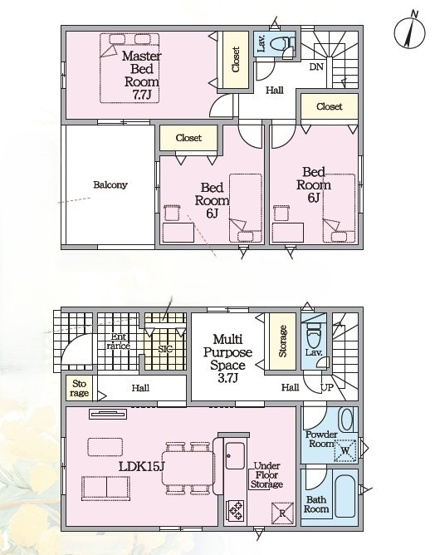 【間取り】 | 葵区岳美第3　新築戸建　3号棟 | 使い勝手の良い3LDK♪生活に合わせて使うお部屋を選べます♪