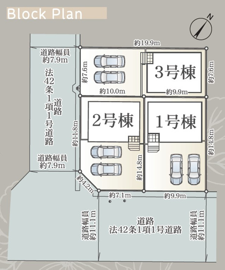 【区画図】 | 葵区岳美第3　新築戸建　3号棟 | 2台並列駐車可能！ゆったりスペースで、駐車も楽ちん♪