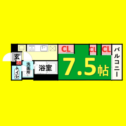 リブリ・浄心B　名古屋市賃貸　仲介手数料無料の間取り