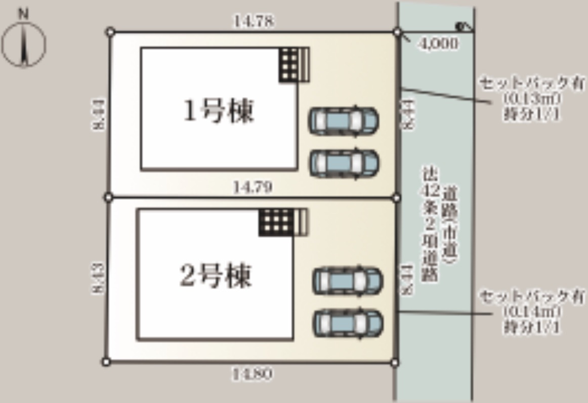 佐賀市金立町千布第3　1号棟の区画図|2台　駐車可能