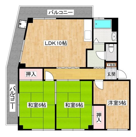 甲陽園ハイツの間取り|角住戸ならではの三面採光！陽のあたる時間が長く、冬でも暖かいです
