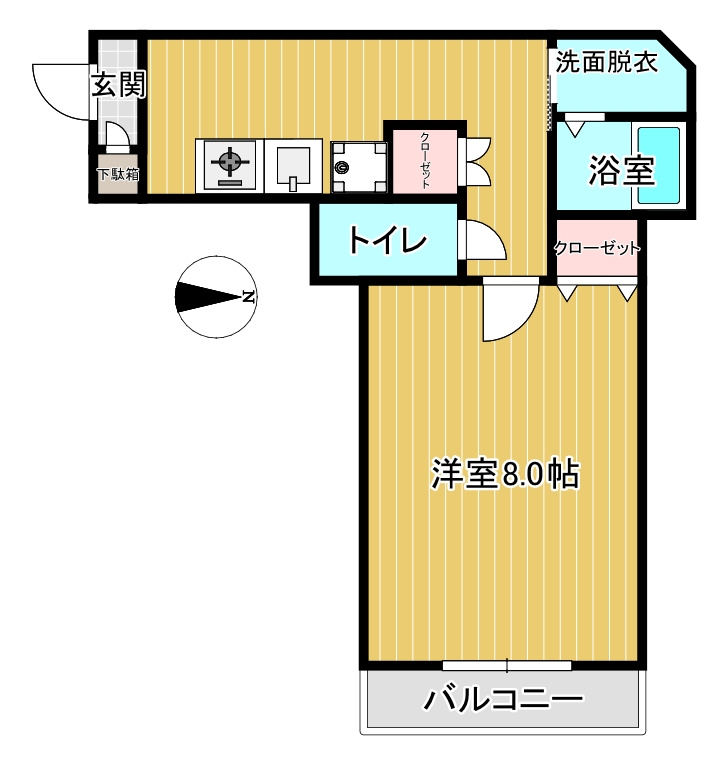 京都市山科区大宅中小路町の賃貸マンションの間取り