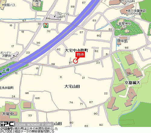 京都市山科区大宅中小路町の賃貸マンションの地図