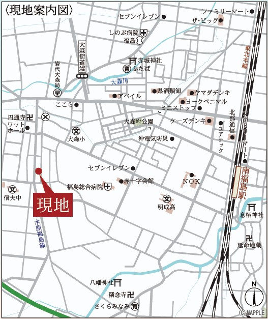 新築戸建・新築建売　福島市大森第9　大森小・信夫中の地図