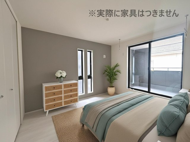 新築戸建・新築建売　福島市大森第9　大森小・信夫中の居間・リビング|南側の大きな窓から日差しが入り明るいリビングはご家族皆さんの憩いの場です！