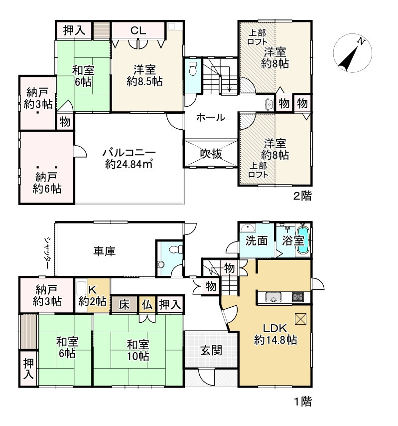 近江八幡市加茂町　中古戸建の間取り