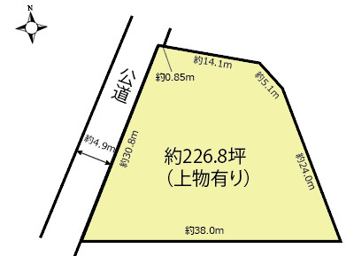 〈調整区域〉約226坪。建替え時に都市計画法43条1項建築許可が必要です。