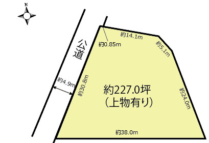 〈調整区域〉約226坪。建替え時に都市計画法43条1項建築許可が必要です。の土地図